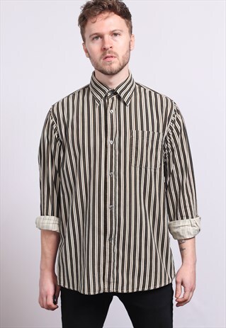 VINTAGE CORDUROY CORD STRIPED SHIRT