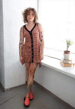 Vintage Multicolour Striped Mini Stretchy Dress