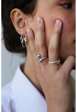 BOLD STERLING SILVER DROP RING