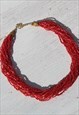 DEADSTOCK PINK GLASS BEAADED LOTS STRANDS NECKLACE.