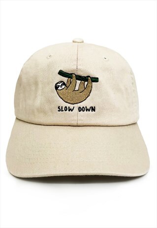 DAD BRAND CAP SLOW DOWN - PREMIUM BASEBALL CAP - BEIGE