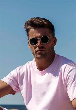 RETRO FRAME ROUND SUNGLASSES SHADES - SILVER/DARK GREY