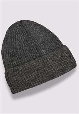 Wool Rib-Knit Grey Beanie Hats For Women