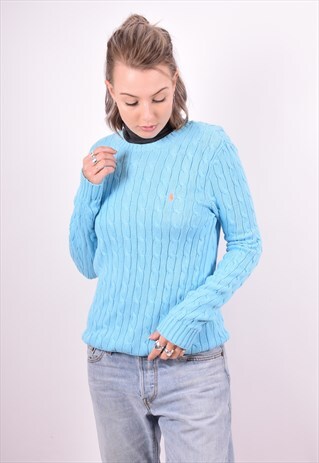 RALPH LAUREN WOMENS VINTAGE JUMPER SWEATER MEDIUM BLUE 90'S