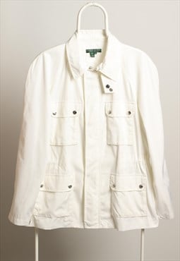 Vintage Polo Ralph Lauren Active Windbreaker White Jacket L 