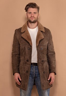 Vintage 70's Men Sheepskin Coat in Brown