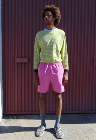 80S 90S SURF PUNK BRIGHT PINK ELASTIC WAIST SHORTS 32 34