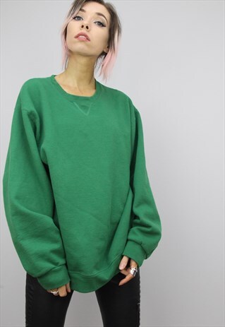 RETRO VINTAGE 90S OVERSIZED PLAIN GREEN SWEATER SWEATERSHIRT
