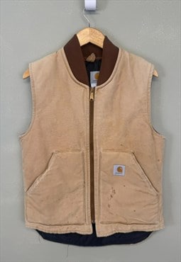 Vintage Carhartt Gilet Beige Workwear Zip Up Jacket Small