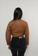 80S LEATHER BOMBER JACKET, VINTAGE WOMEN BROWN AVIATOR 