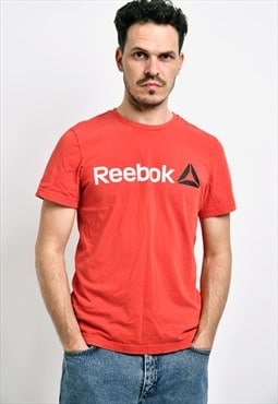 REEBOK red men's vintage t-shirt 90s sport big logo tee M