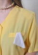 VINTAGE EVENING SHORT SLEEVE FORMAL YELLOW BLOUSE 