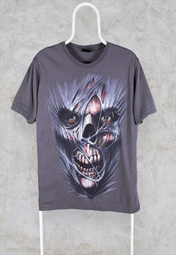 Vintage Spiral T Shirt Grey Skull Medium