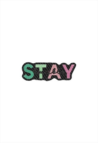 EMBROIDERED STAY HUMBLE GRADIENT EFFECT IRON ON PATCH 
