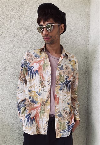 VINTAGE FLOWER PATTERNED COLORFUL SHIRT