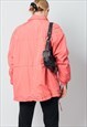 VINTAGE 80S EMBROIDERED PUFFER JACKET IN SALMON PINK S/M