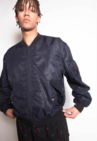VINTAGE 90S BLACK FLIGHT BOMBER JACKET ID:1627