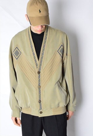 VINTAGE 80S BEIGE KHAKI CARDIGAN