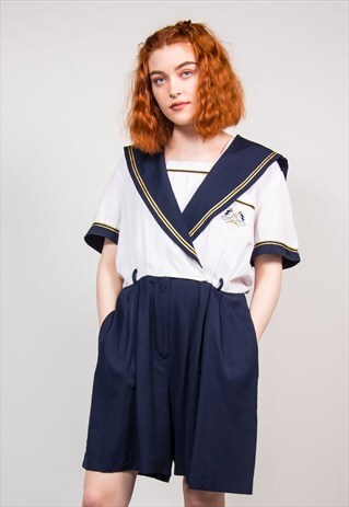 90'S VINTAGE SAILOR STYLE PLAYSUIT