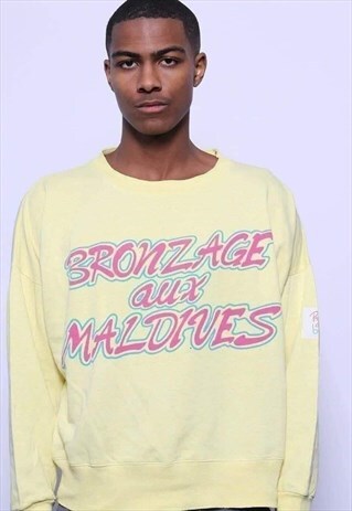 VINTAGE BENETTON PRINT SWEATSHIRT YELLOW