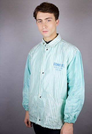 VINTAGE UNITED COLORS OF BENETTON STRIPED JACKET IN BLUE