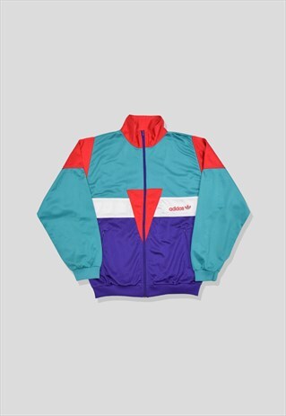 VINTAGE 90S ADIDAS EMBROIDERED COLOUR BLOCK TRACKSUIT JACKET