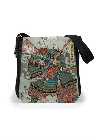 Japanese Ukiyo-e Reporter Bag Cross Body Bushido Samurai Art