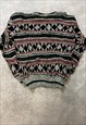 VINTAGE ABSTRACT KNITTED JUMPER PATTERNED GRANDAD SWEATER