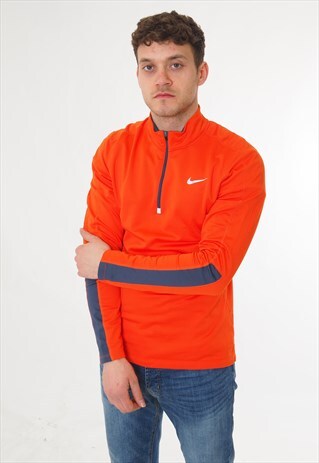 VINTAGE NIKE 1/4 ZIP DRI FIT SWEATSHIRT ORANGE