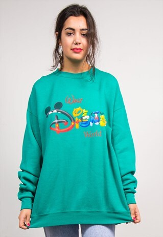 VINTAGE 90'S GREEN WALT DISNEY OVERSIZE SWEATSHIRT JUMPER