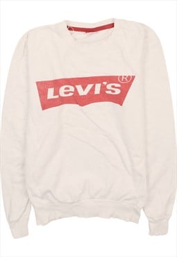 Vintage 90's Levi's Sweatshirt Spellout Crew Neck White