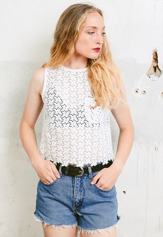 VINTAGE 60S MOD LACE CROP TOP