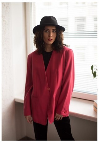 VINTAGE 80'S PINK ONE BUTTON BLAZER