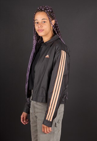 BLACK ZIP UP 3 STRIPE ADIDAS JACKET