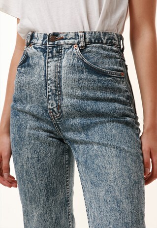 90s ultra high rise acid wash straight jeans