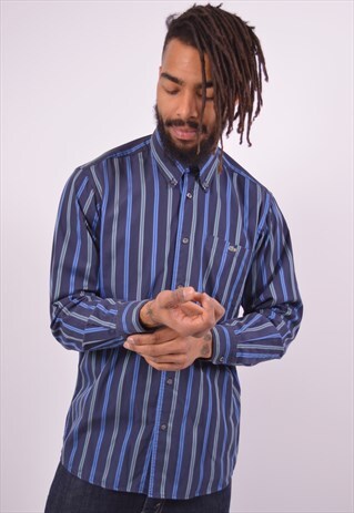 VINTAGE LACOSTE SHIRT STRIPES NAVY BLUE