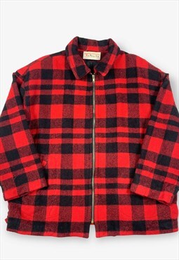 Vintage talbots oversized checked wool jacket red l BV15508