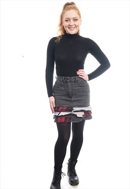 Vintage Moschino Jeans Black Denim Ruffle Mini Skirt