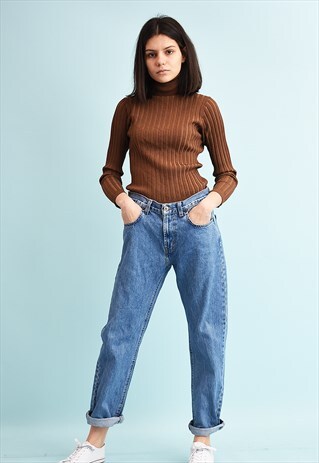 90'S RETRO LOW WAIST STONEWASH DENIM JEANS