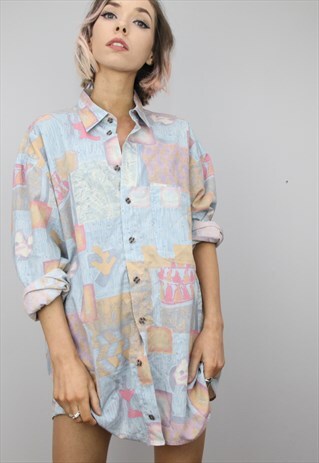 VINTAGE 80S/90S OVERSIZED PATTERNED SHIRT
