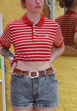 UPCYCLE REWORKED CROPPED LACOSTE POLO SIZE MEDIUM