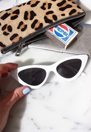 'MIAMI' WHITE SLIM CAT EYE SUNGLASSES