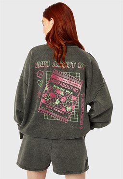 Skinnydip London How About No Icon Acid Wash Sweatshirt