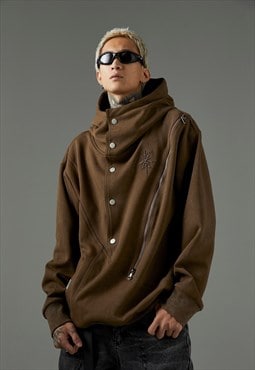 Utility jacket Japanese style bomber grunge hoodie brown