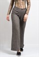 VINTAGE WOOL PANTS IN BROWN WIDE LEG FLARED TROUSERS
