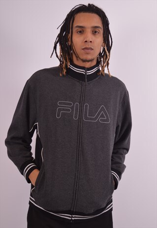 VINTAGE FILA TRACKSUIT TOP JACKET GREY