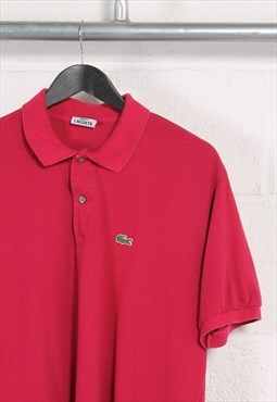 Vintage Lacoste Polo Shirt in Pink Short Sleeve Top XL