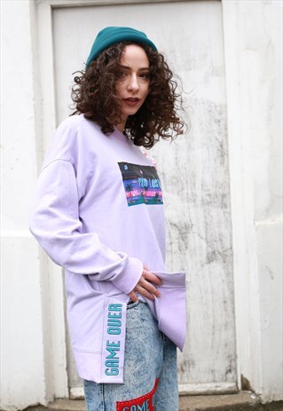 PURPLE ORGANIC BAMBOO RELAXED SWEATSHIRT