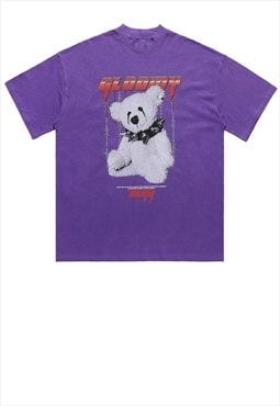 Punk bear t-shirt vintage teddy print tee gloomy slogan top 