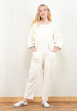 Vintage 90s BETTY BARCLAY Coveralls in Pastel Yellow